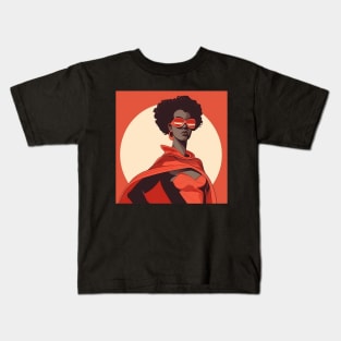 African Queen, Afro Superhero, Female Warrior, Black History Kids T-Shirt